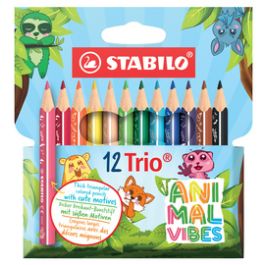 STABILO Crayon de couleur Trio Animal Vibes, étui de 12
