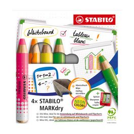 STABILO Crayon marqueur MARKdry FLUO, étui de 4