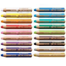 STABILO Crayon multi-talents woody 3 en 1, rond, bleu foncé