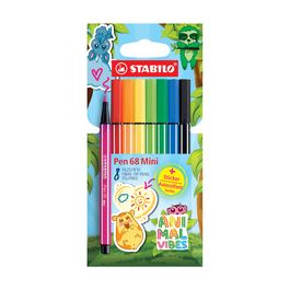 STABILO Feutre Pen 68 Mini Animal Vibes, étui de 8