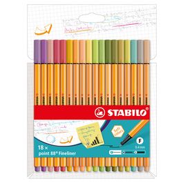 STABILO Feutre à pointe fine point 88, étui carton de 18