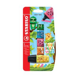 STABILO Surligneur BOSS MINI Animal Vibes, étui carton de 5