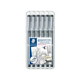 STAEDTLER Feutre à pigment, étui de 4+2 GRATUIT, noir