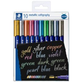STAEDTLER Marqueur permanent metallic calligraphy, étui 10