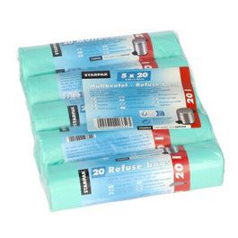 STARPAK Sac poubelle HDPE, 20 litres, vert menthe x5