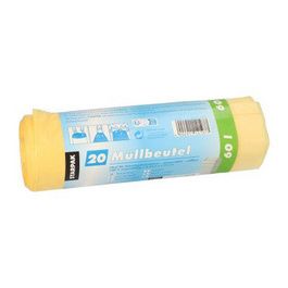 STARPAK Sac poubelle LDPE à liens coulissants, 60 L, jaune