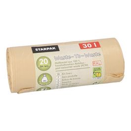 STARPAK Sac poubelle "Waste-to-Waste", 30 litres, marron