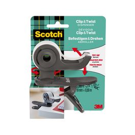 Scotch Dévidoir de ruban adhésif Clip & Twist, gris foncé