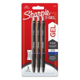 Sharpie Stylo encre gel S-GEL, 0,7 mm, bleu, blister de 3