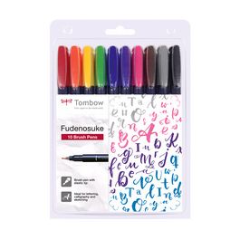 Tombow Stylo de calligraphie Fudenosuke, dureté 1, set de 10
