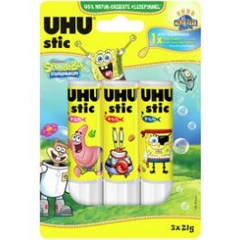 UHU Bâton de colle stic Bob l'éponge, 3 x 21 g, blister