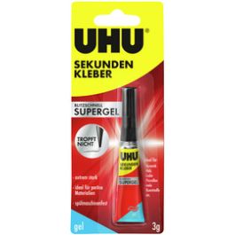 UHU Colle instantanée SUPERGEL, avec solvant, tube de 3 g
