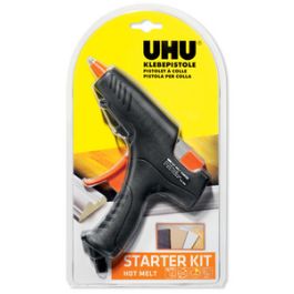 UHU Pistolet à colle Hot Melt, kit de démarrage, noir/orange