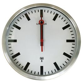 UNiLUX Horloge murale/horloge radio pilotée STATION, argent