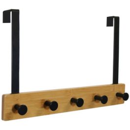 UNiLUX Patère de porte KARAKO, 5 crochets, noir / bambou