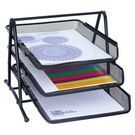 WEDO Corbeille à courrier Office, 3 compartiments, noir