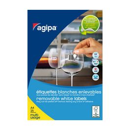 agipa Etiquette universelle, 22 x 16 mm, enlevable, blanc