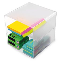deflecto Boîte de rangement Cube, 2 casiers, cristal