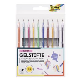 folia Stylo gel GLITTER, couleurs assorties, étui de 10