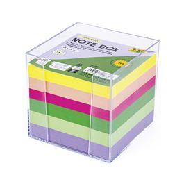 folia Bloc cube avec boîtier, 90 x 90 mm,transparent/couleur