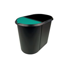 helit Corbeille à papier "the double", oval, PE, noir/vert