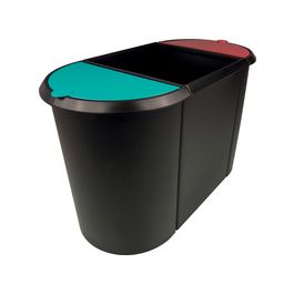 helit Corbeille à papier "the triple", oval, PE, noir/rouge/