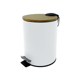 helit Poubelle à pédale "the bamboo", 3 litres, blanc
