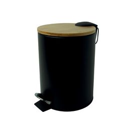 helit Poubelle à pédale "the bamboo", 3 litres, noir