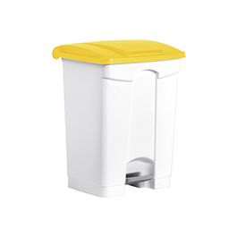 helit Poubelle à pédale "the step", 70 litres, blanc/jaune