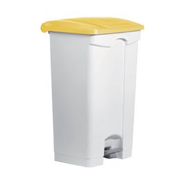 helit Poubelle à pédale "the step", 90 litres, blanc/jaune