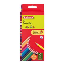 herlitz Crayons de couleur triangulaires, étui carton de 6