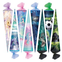 herlitz Schultüte, rund, 700 mm, Motive sortiert x8