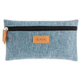 herlitz Trousse plate GREENline, bleu chiné