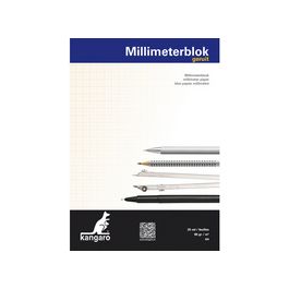 kangaro Bloc de papier millimétré, A4, 80 g/m2, 25 feuilles