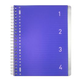 kangaro Cahier à spirale 4en1, A4, ligné, 200 pages, bleu