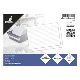 kangaro Fiches bristol, 148 x 105 mm, ligné, blanc