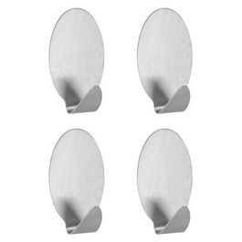 metaltex Crochet adhésif Lilliput, set de 4, ovale, inox