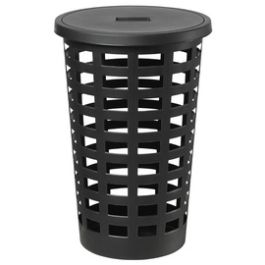 plast team Panier à linge BOSTON, 54 litres, rond, noir
