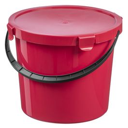 plast team Seau à cueillette avec couvercle, 10 L, rouge