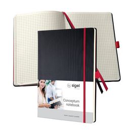 sigel Carnet de notes Conceptum, A4, quadrillé, noir/rouge
