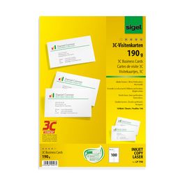 sigel Cartes de visite 3C, 85 x 55 mm, 225 g/m2, extra blanc