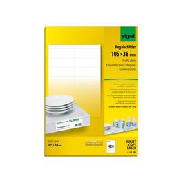 sigel Etiquette pour étagère, 105 x 38 mm, blanc, 170 g/m2