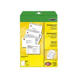 sigel Fiches bristol, A7 (A4), 185 g/m2, microperforation