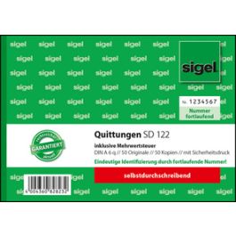 sigel Formularbuch "Quittung", inkl. MwSt., DIN A6 quer