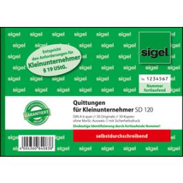 sigel Formularbuch "Quittung" für Kleinunternehmer