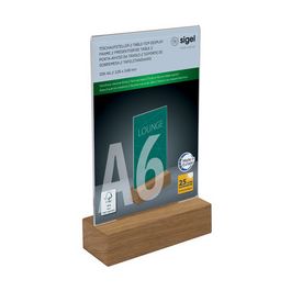 sigel Présentoir de table avec socle en bois, acrylique, A6