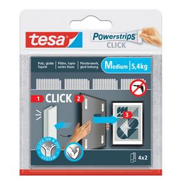 tesa Bande auto-agrippante Powerstrips CLICK, medium, blanc