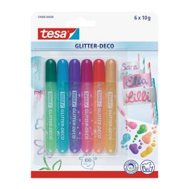 tesa Colle à paillette "déco scintillante", tube, 6 x 10 g