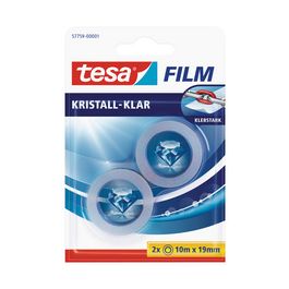 tesa Film Ruban adhésif transparent, 2 rouleaux, 19 mm x10 m