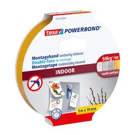 tesa Powerband Adhésif de montage INDOOR, 19 mm x 5 m